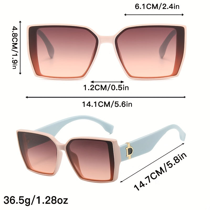 Large Square Sunglasses Gradient UV400 Sun Shades for Summer Travel