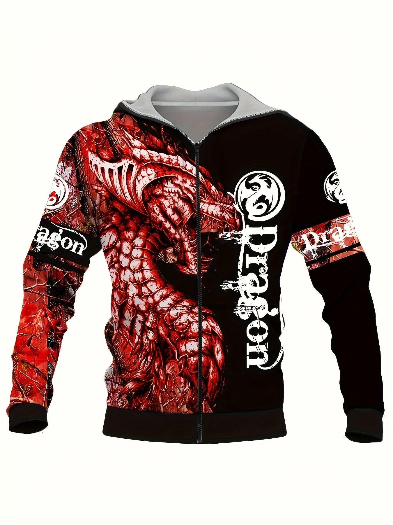 Daragon 3D Print Men's Zipper Hooded Jacket Casual
