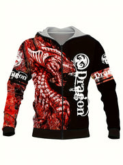 Daragon 3D Print Men's Zipper Hooded Jacket Casual