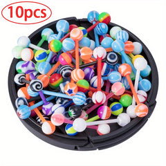 10pcs Colorful Acrylic Ball Tongue Barbell Stud Nipple Ring Tragus