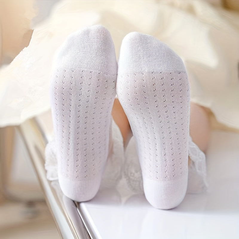 5pairs Kids Lace Ruffled Princess Stockings Breathable Socks