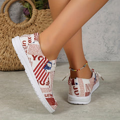 Newspaper Print Canvas Loafers Round Toe Lightweight Shoes