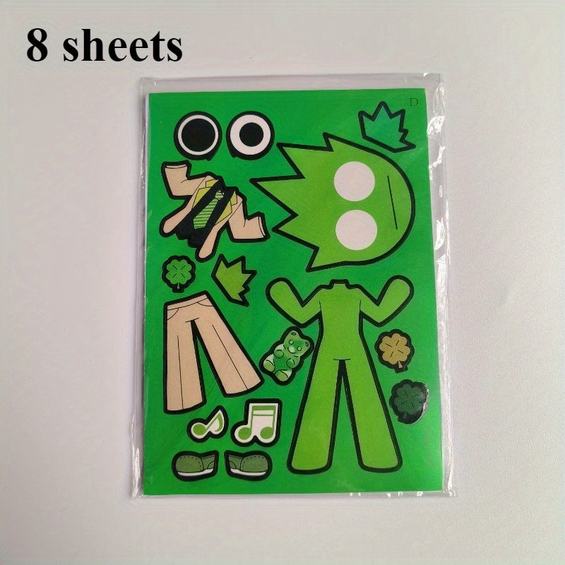 8 Sets Rhythm Box DIY Stickers Sprunki Game Replacement Stickers