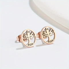 Men's Stainless Steel Ancient Silvery Tree Earrings