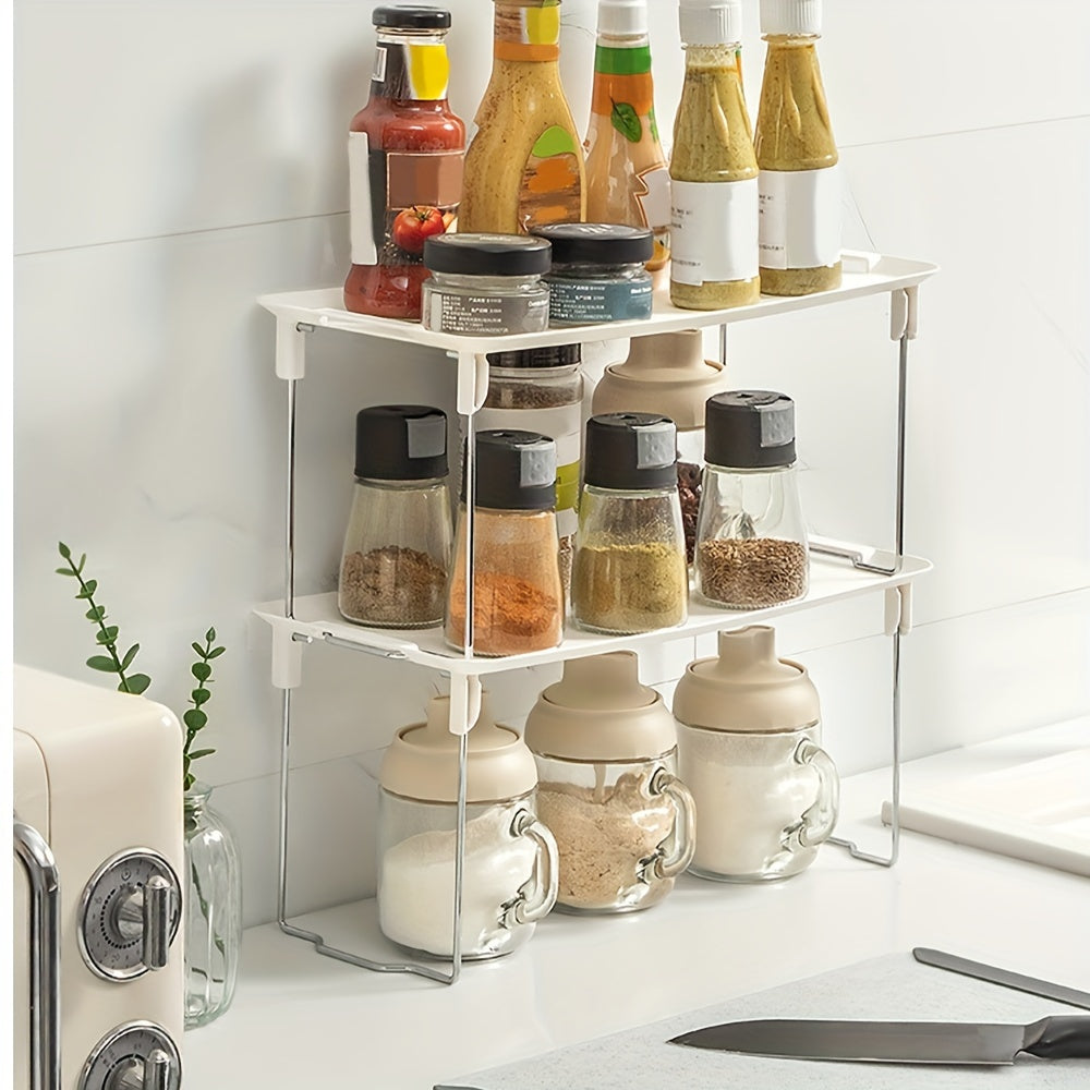 1pc Plastic Storage Rack Foldable Office Desktop Shelf