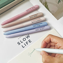6pcs Inspirational Gel Ink Pens Pastel Colors Soft Quick Dr