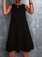 Sleeveless Swing Cake Dress Casual Solid Summer Dresses Women