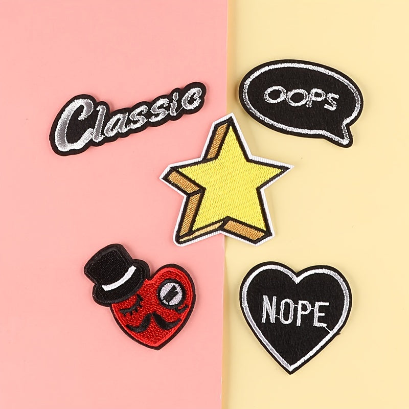 5pcs Girls Star Letter Embroidered Badge DIY Decorative Accessories for Clothes