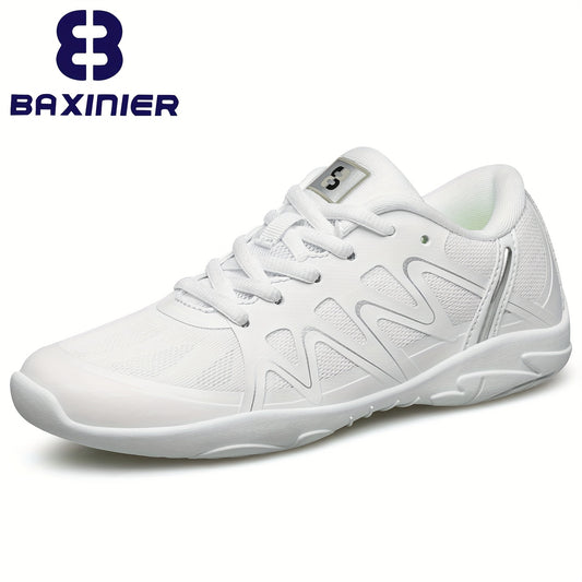 Girls Cheerleading Shoes Athletic Mesh Dance Shoes Soft Sole Lace Up Sports Snea