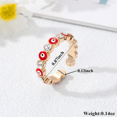 Boho Zircon Evil Eye Ring Adjustable Bling Party Jewelry