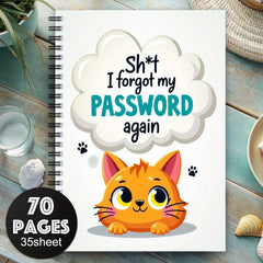 Spiral Password Notebook Orange Cat Internet Logins Funny Design
