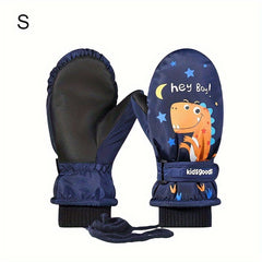 Winter Thermal Gloves Waterproof Full Finger Mittens With Lanyard