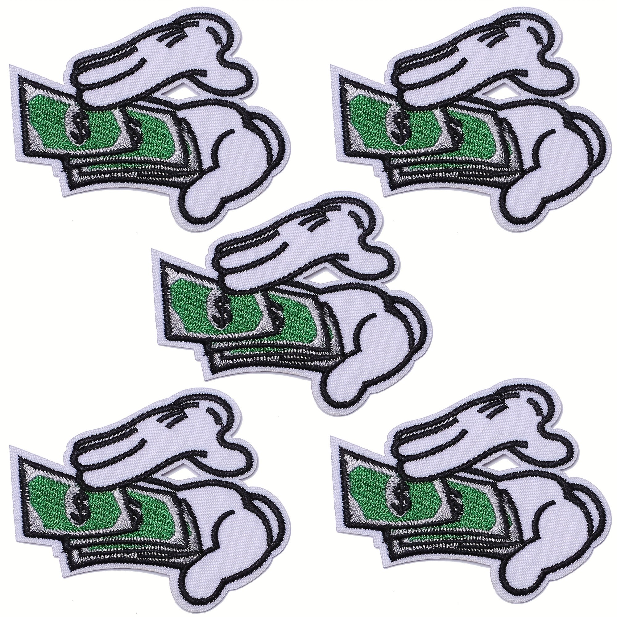 5pcs Money Patches Iron On Sew On Embroidered Applique Repair Patch DIY Crafts
