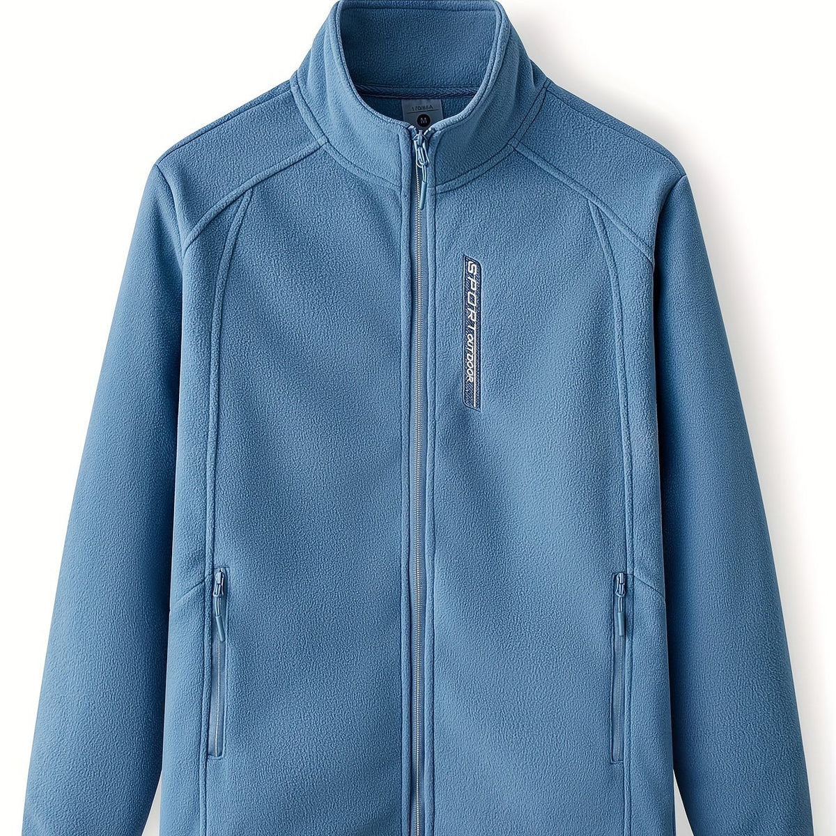 Men's Solid Fleece Jacket Zip Up Long Sleeve Top