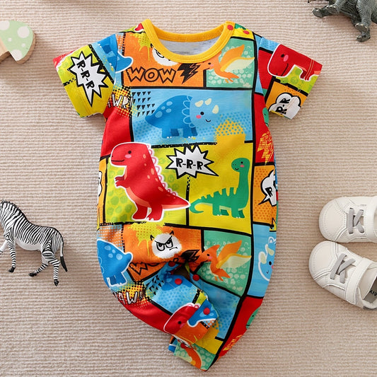 Baby Boys Dinosaur Print Short Sleeve Jumpsuit