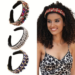 Baroque Rhinestone Headband Glitter Hair Hoop For Women Bridal Wedding