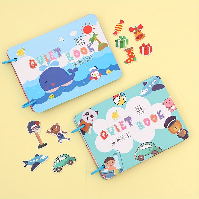 Quiet Book Toy with Reusable Stickers for Ages 3 - Develops Cognitive Skills