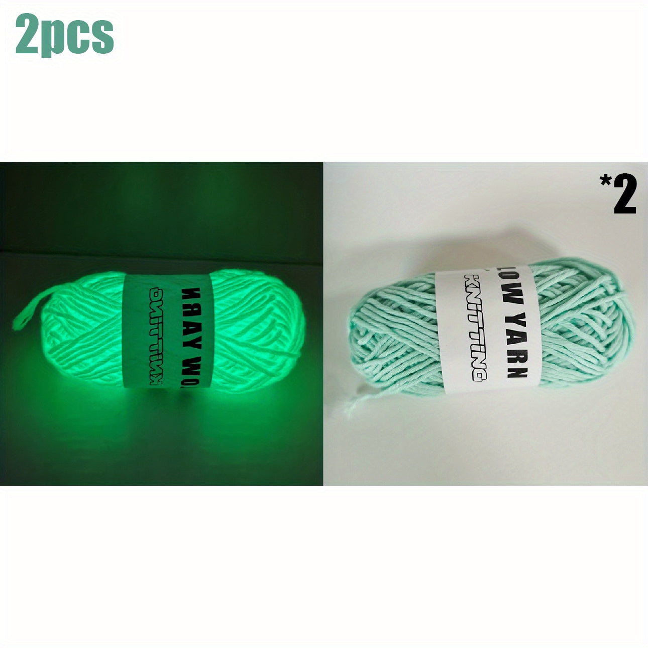 2pcs Glow in the dark Wool Soft Knitting Creative Material
