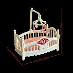 Dollhouse Mini Bedroom Set Classic Love Theme Playset Pink Chandelier Sign