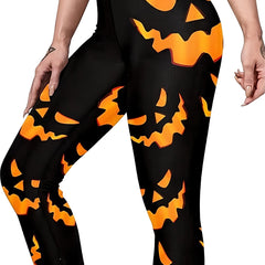  Pumpkin Print High Waisted Yoga Leggings