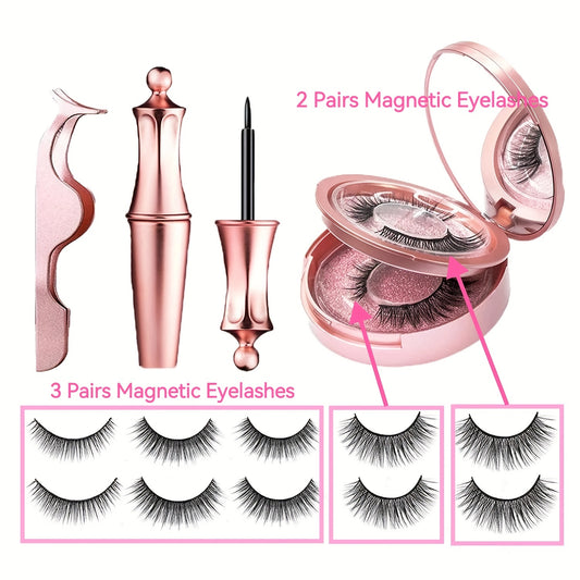 5 Pairs Magnetic Eyelashes & Eyeliner Kit - No Glue Needed