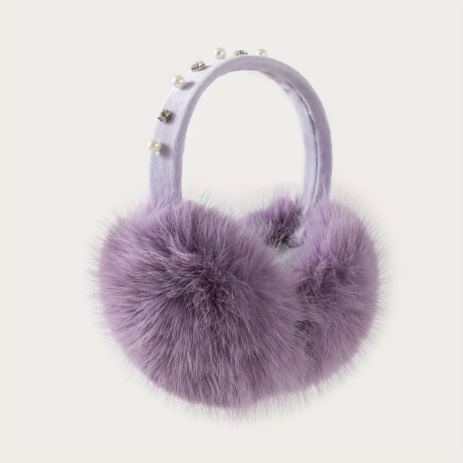 Women's Rhinestone Foldable Fox Fur Ear Muffs