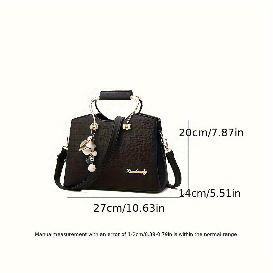 Large Capacity Commuter Tote Bag with Charm Decor