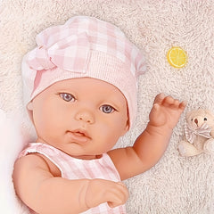 Plaid Sleeping Basket & Doll Set with Carry Crib