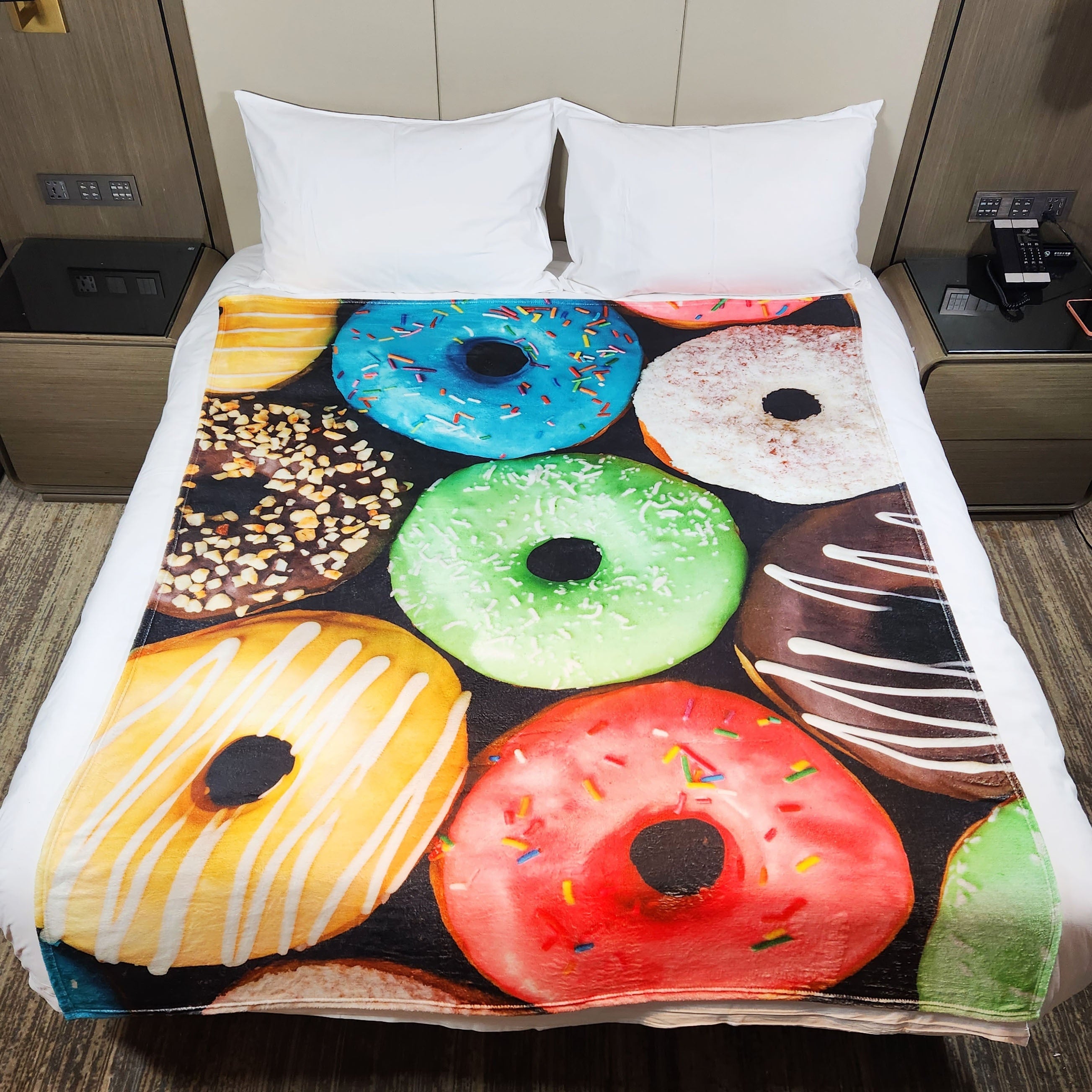 3D Donut Print Throw Blanket Warm Flannel Casual Blanket