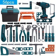 Kids Pretend Play Tool Set with Toy Drill and Storage Box Construction Kit