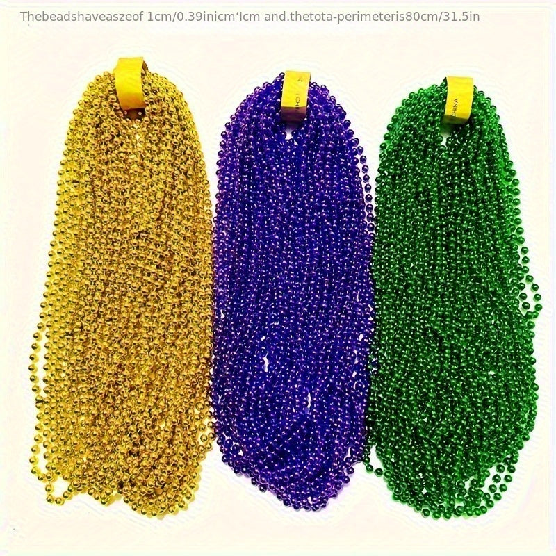 3pcs Multicolor Beaded Party Necklaces for Women & Men