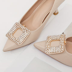 2pcs Square Rhinestones Shoe Clips - Wedding High Heels Decoration