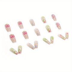 24pcs Ballet Nail Space Series False Nail Sheets with Tool Kit