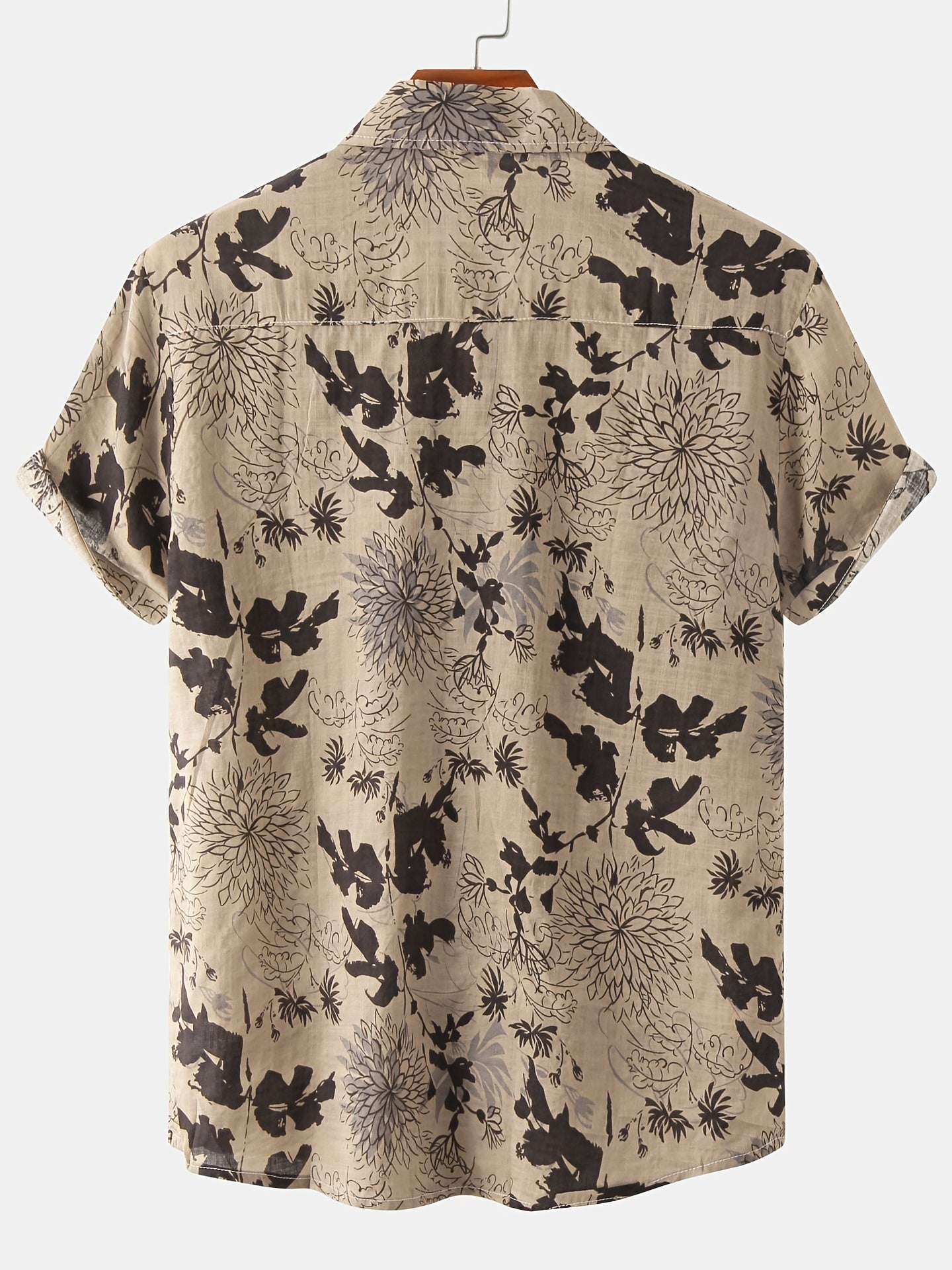 Men's Leaf & Flower Graphic Short Sleeve Shirt for Summer