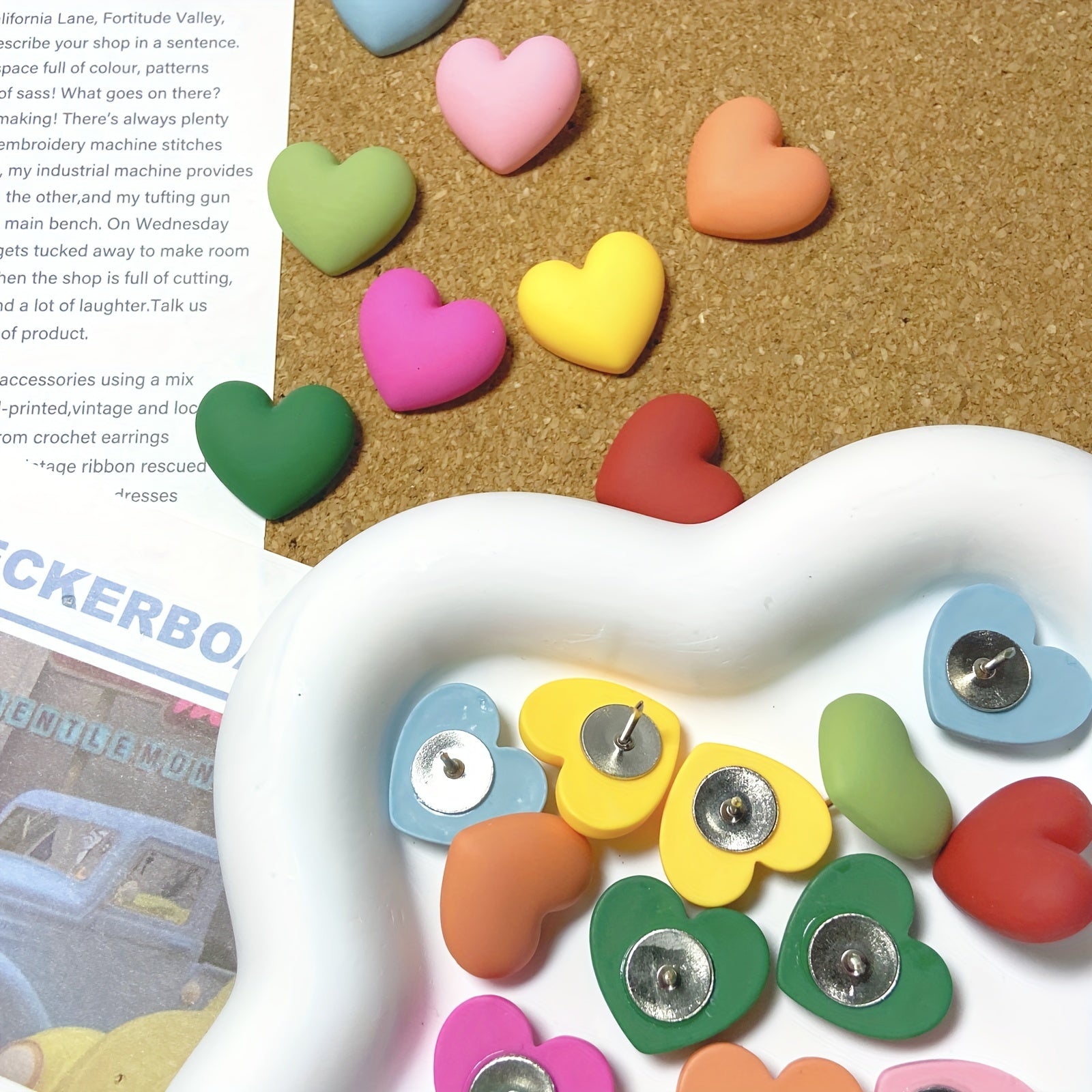 20pcs Multicolor Heart Shaped Push Pins for Bulletin Board Office Tacks