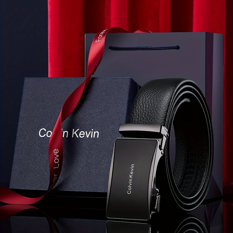 Men's Leather Belt Automatic Buckle Business Casual Gift