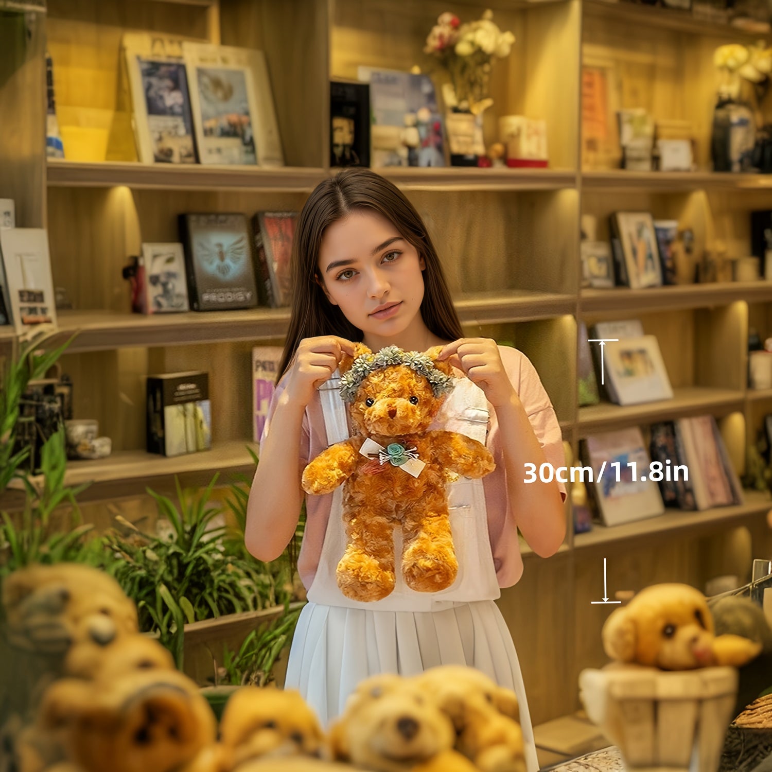 Brown Teddy Bear Plush Toy 11.8 Inches Huge Head Safety Birthday Gift