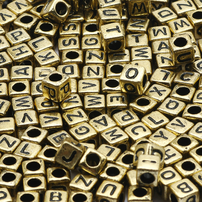 100pcs Antique Acrylic Letter Beads for Jewelry Making DIY Bracelet Necklace