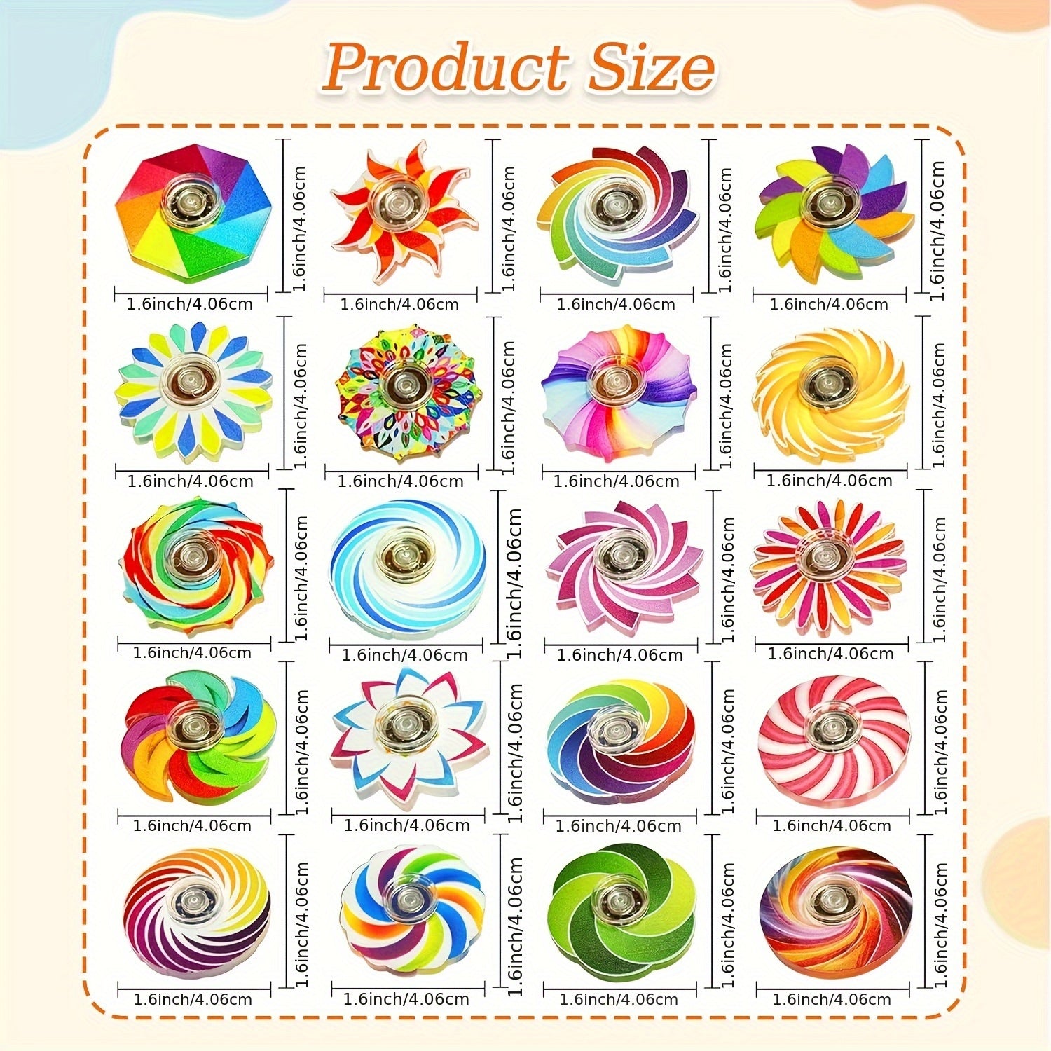 20 Pack Fidget Spinner Toys Spiral Designs Anxiety Relief Sensory Toy
