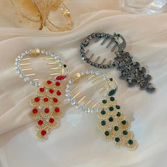 Peacock Rhinestone Crystal Double Side Hair Clip Ladies Hair Accessories