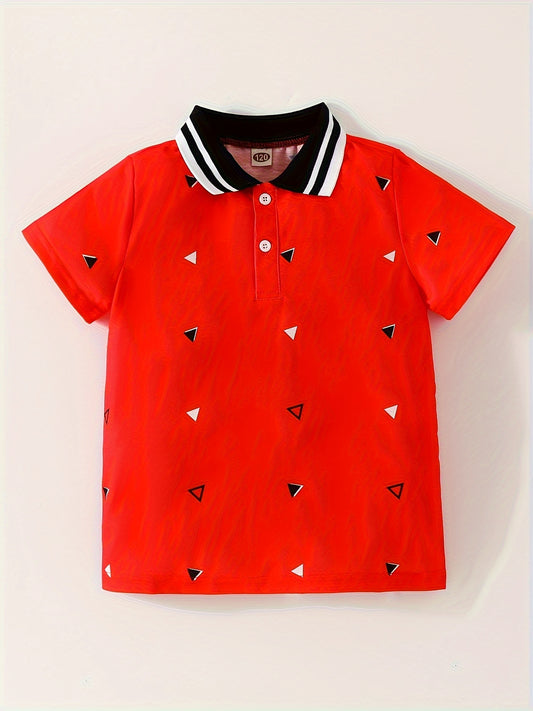 Stylish Triangle Pattern Kids Shirt For Summer Outdoor