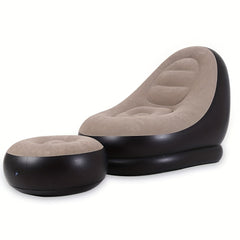 Brown Inflatable Sofa with Footstool for Living Room