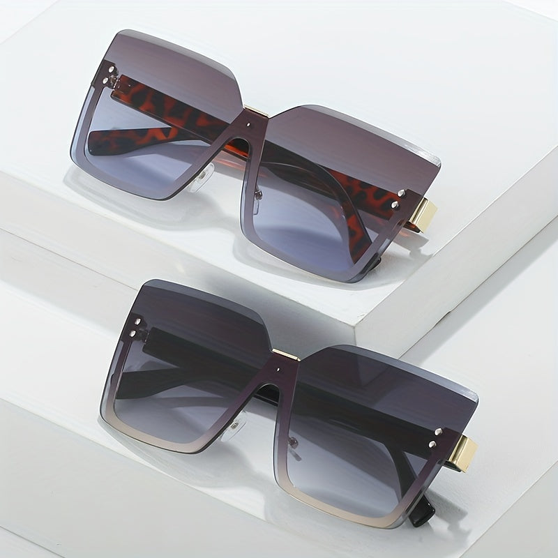 Oversized Semi Rimless Sunglasses For Women Men Gradient Glasses UV400