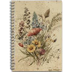 Vintage Floral Spiral Notebook 100 Pages Botanical Illustrations for Journaling