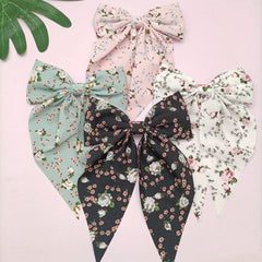 4pcs Floral Streamer Bow Hair Clip for Baby Girls
