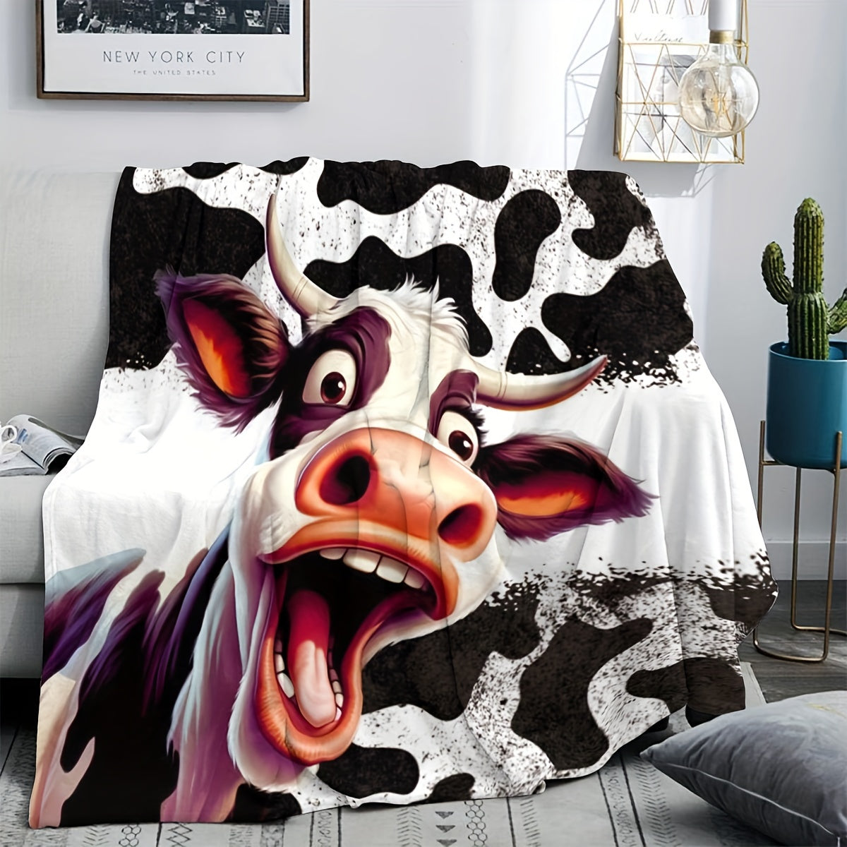 Creative Little Cow Printed Blanket for Bed & Travel