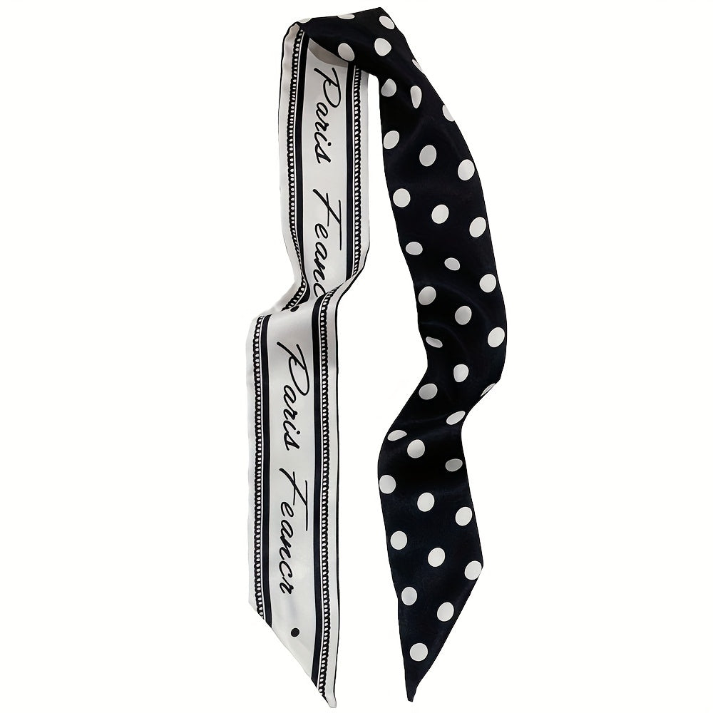 Polka Dot Print Ribbon Thin Scarf Hair Band Silk Hair Tie Hair Accessories