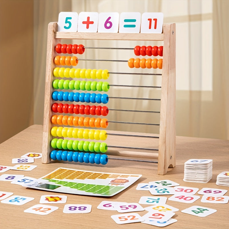 Wooden Math Calculation Rack Educational Toy Addition Subtraction Table Gift