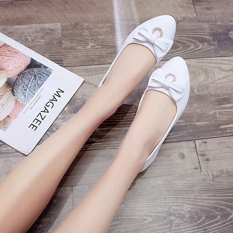 Women's Bow Knot Loafers Pointed Toe Casual Flat Shoes