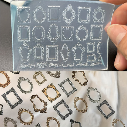 3D Boho Retro Frame Silicone Nail Art Mold DIY Templates